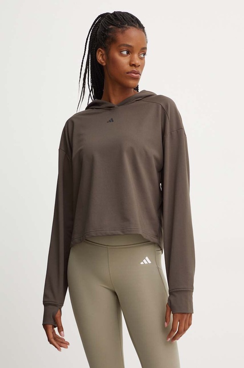 adidas Performance bluza treningowa Strength kolor zielony z kapturem gładka IW3190 - zdjęcie produktu nr 1
