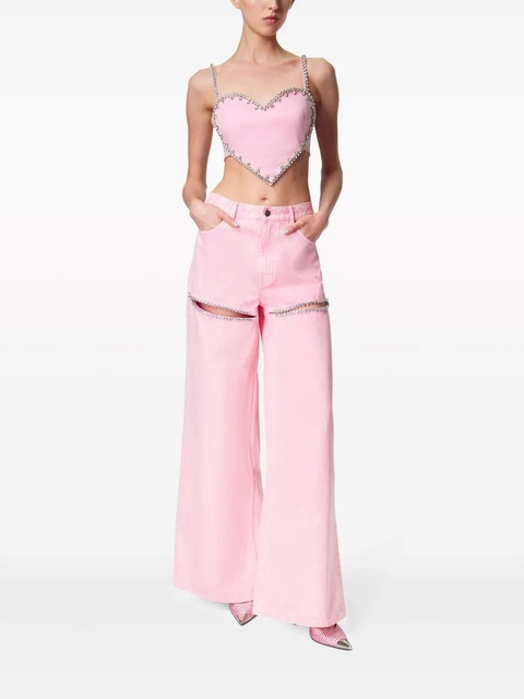 AREA crystal-embellished high-rise wide-leg jeans - Pink - zdjęcie produktu nr 2