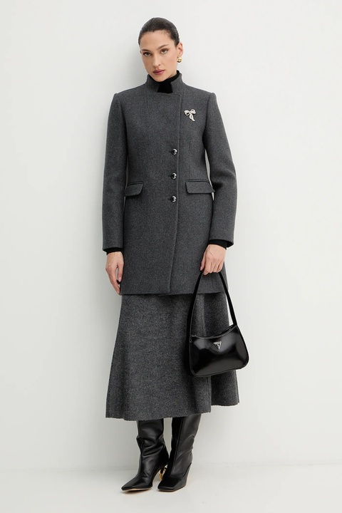 Morgan płaszcz z dodatkiem wełny kolor szary GBROCHE - zdjęcie produktu nr 1