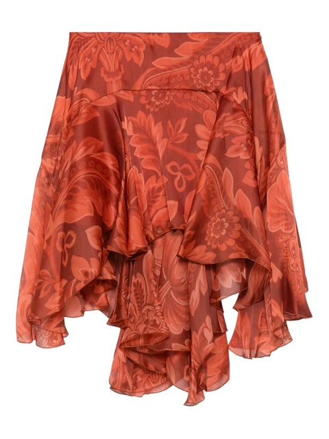 ETRO floral-print ruffled skirt - Orange - zdjęcie produktu nr 1