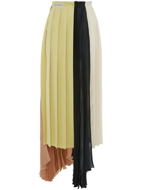 Victoria Beckham colour-block pleated asymmetric skirt - Yellow - zdjęcie produktu nr 1