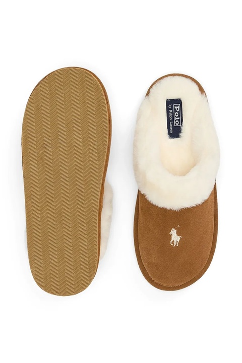 Polo Ralph Lauren kapcie zamszowe Kayleigh Scf kolor brązowy 842P03593001 - zdjęcie produktu nr 2