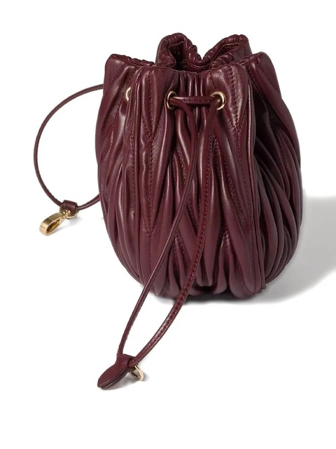 Miu Miu Matelassé nappa leather pouch - F0007 BURGUNDY - zdjęcie produktu nr 2