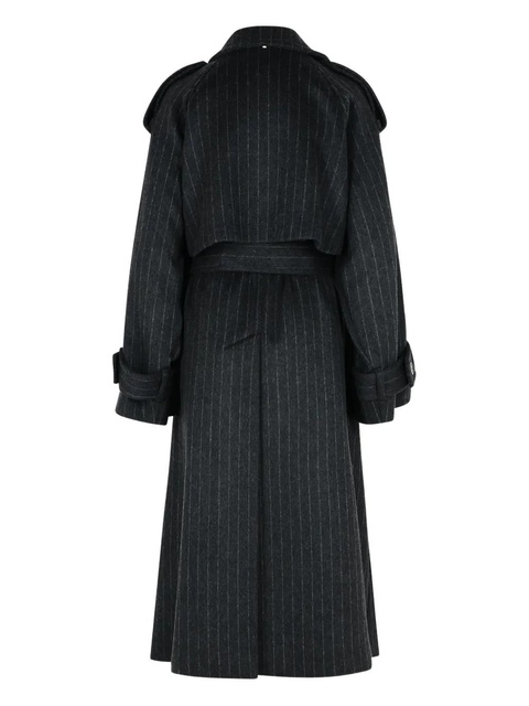 Sportmax pinstripe double-breasted trench coat - Grey - zdjęcie produktu nr 2