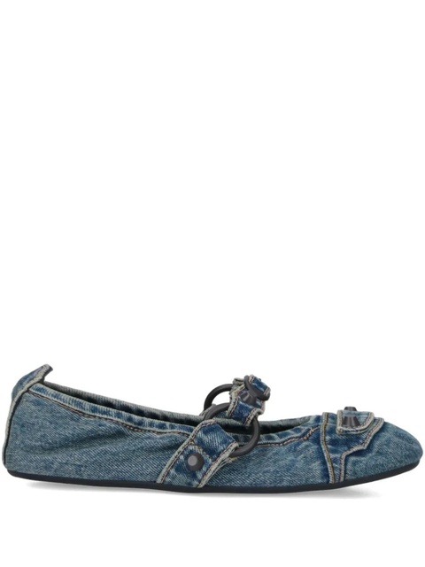Balenciaga City studded cotton ballerine - Blue - zdjęcie produktu nr 1