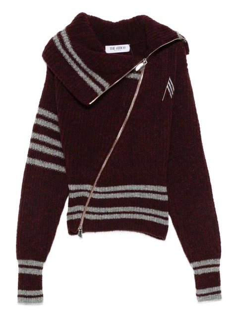 The Attico striped zip-front cardigan - Red - zdjęcie produktu nr 1