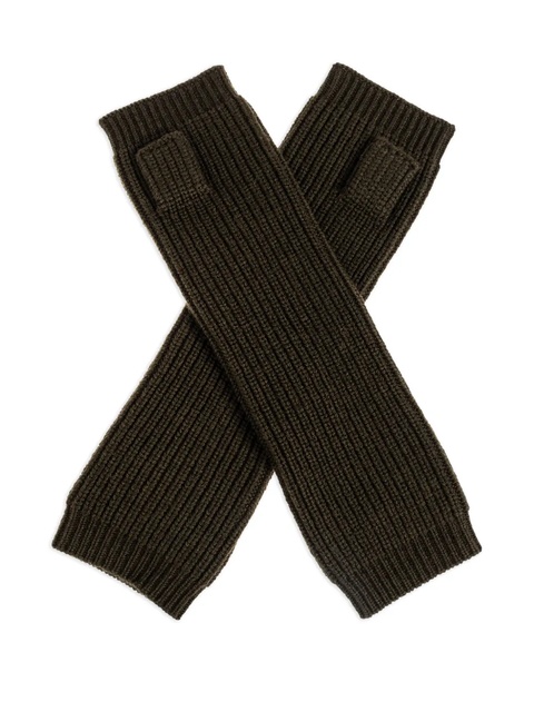 ISABEL MARANT ribbed logo-patch gloves - Brown - zdjęcie produktu nr 2