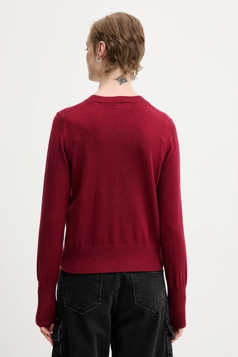 Guess Jeans sweter z domieszką wełny damski kolor bordowy W4BR83 Z3HO2 - zdjęcie produktu nr 2