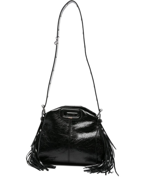 Maje cracked-leather fringe tote bag - Black - zdjęcie produktu nr 1