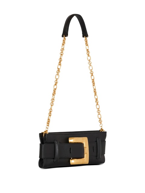 Balmain Anthem buckle-detail calfskin-leather clutch - Black - zdjęcie produktu nr 2