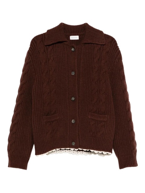 Magda Butrym cable-knit collared cardigan - Brown - zdjęcie produktu nr 1