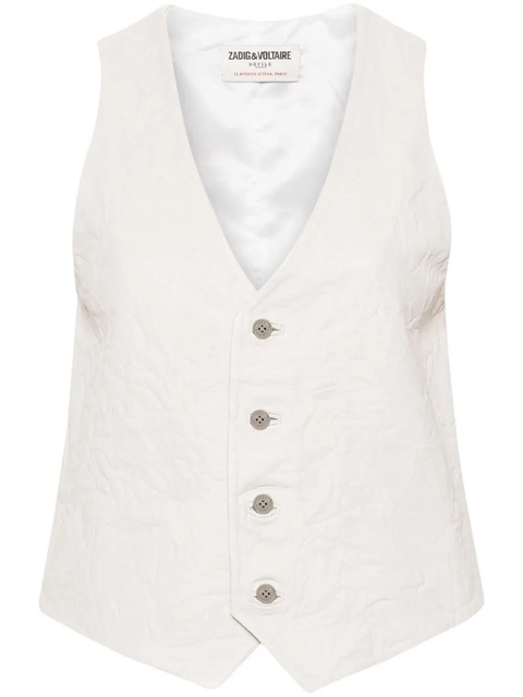 Zadig&Voltaire Emilie crinkled leather waistcoat - Neutrals - zdjęcie produktu nr 1