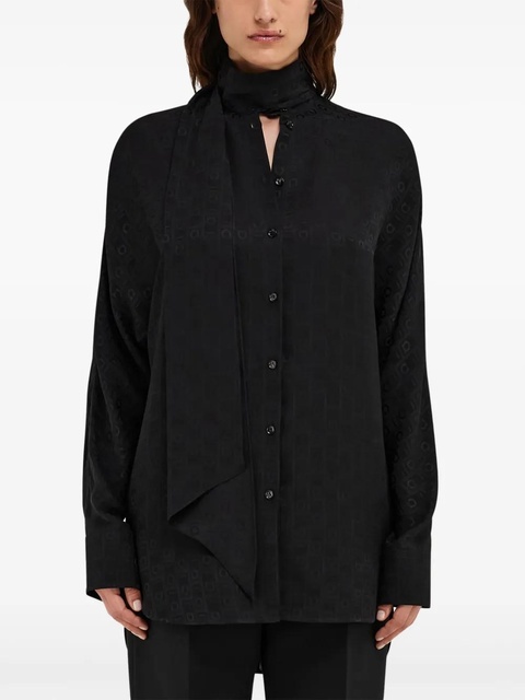 Ferragamo sash-collar silk blouse - Black - zdjęcie produktu nr 2