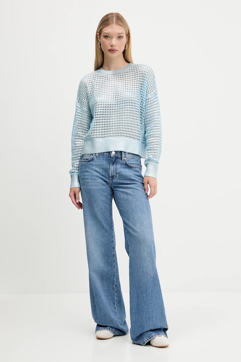 Desigual sweter WHISTLER damski kolor niebieski lekki 25WWJF40 - zdjęcie produktu nr 1