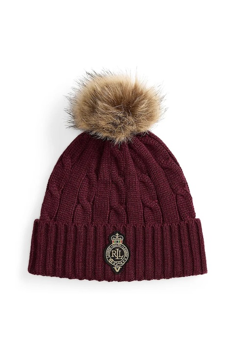 Lauren Ralph Lauren czapka z dodatkiem wełny kolor bordowy 454P04455 - zdjęcie produktu nr 1