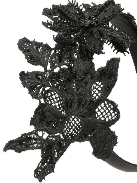 Jennifer Behr Alberta beaded floral headband - Black - zdjęcie produktu nr 2