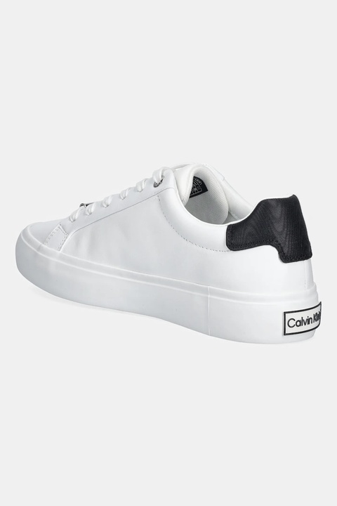 Calvin Klein sneakersy skórzane VULC LACE UP LTH/MOIRE BT damskie kolor biały HW0HW02747 - zdjęcie produktu nr 2