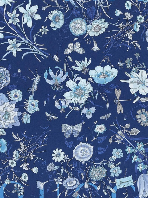 Gucci floral-print scarf - Blue - zdjęcie produktu nr 2