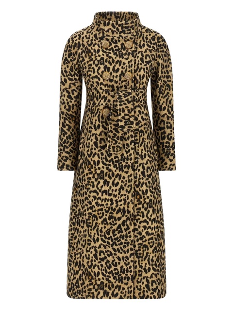 Valentino Garavani animal-print jewel-button coat - Brown - zdjęcie produktu nr 1