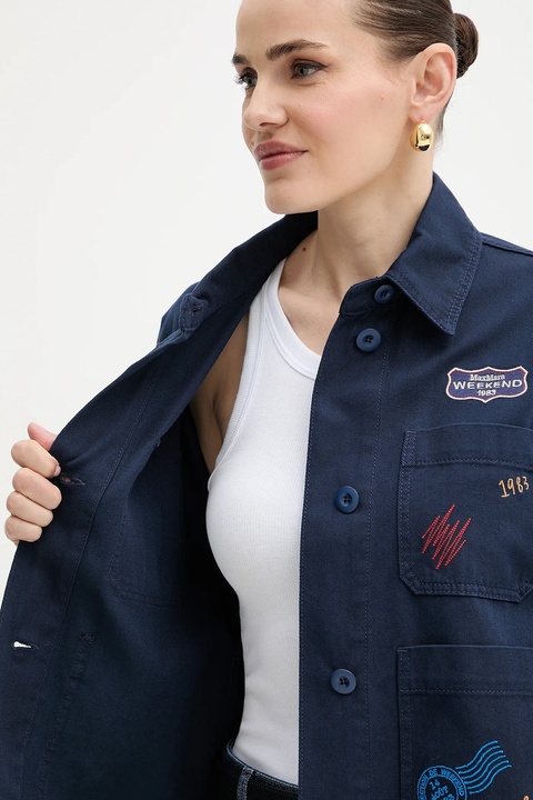 Weekend Max Mara kurtka bawełniana ASSUAN kolor granatowy przejściowa oversize 2525046021600 - zdjęcie produktu nr 2
