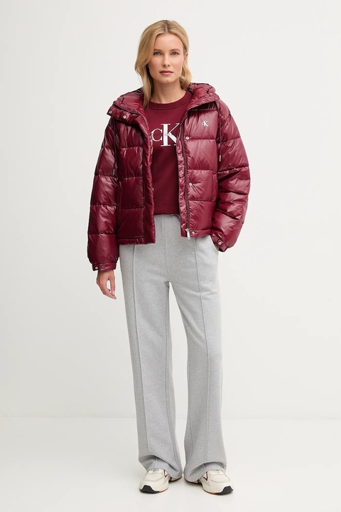 Calvin Klein Jeans bluza damska kolor bordowy z nadrukiem LV047B234G - zdjęcie produktu nr 2