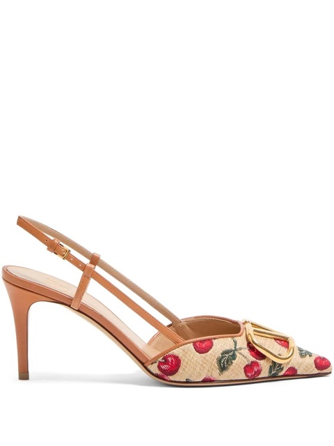 Valentino Garavani 80mm VLogo Signature Cherryfic-print pumps - Neutrals - zdjęcie produktu nr 1