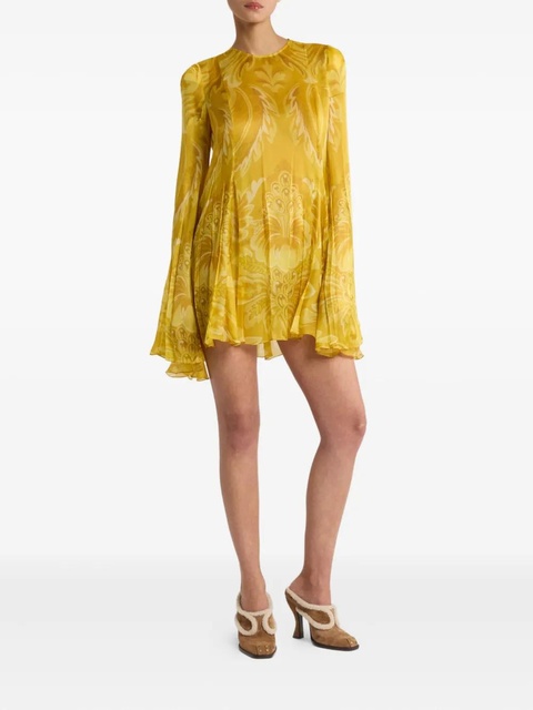 ETRO floral-print pleated mini dress - Yellow - zdjęcie produktu nr 2