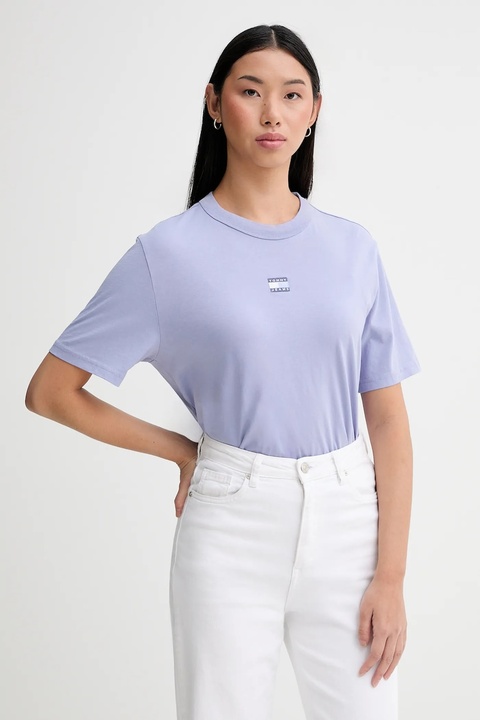Tommy Jeans t-shirt bawełniany damski kolor fioletowy DW0DW22202 - zdjęcie produktu nr 1