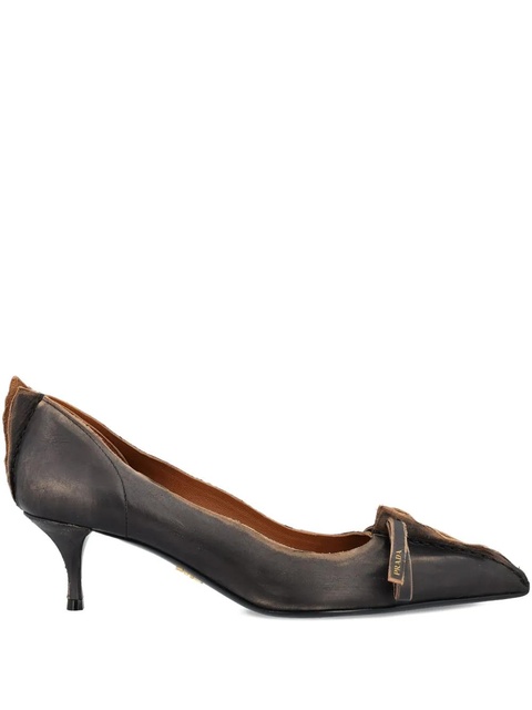 Prada 55mm Antiqued bow-detail kitten-heel pumps - Black - zdjęcie produktu nr 1