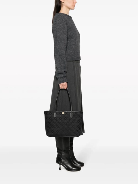 Tory Burch small T Monogram zip tote bag - Black - zdjęcie produktu nr 1