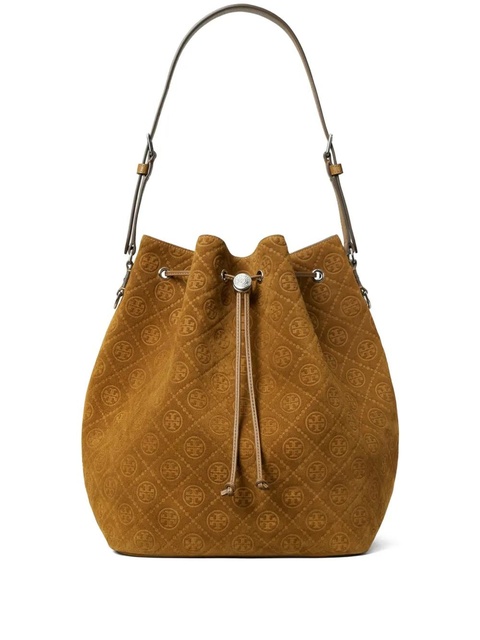 Tory Burch monogram suede bucket bag - Brown - zdjęcie produktu nr 1