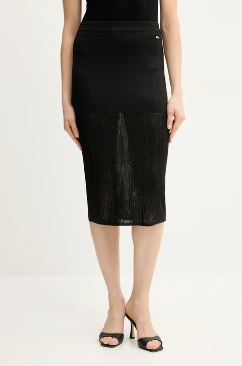 Armani Exchange spódnica kolor czarny midi prosta XW000113 AF11957 - zdjęcie produktu nr 1