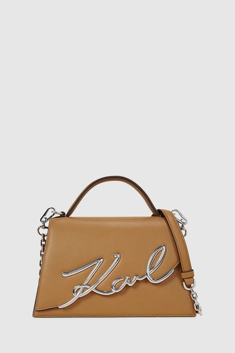 Karl Lagerfeld torebka skórzana K/SIGNATURE kolor brązowy A1W30036 - zdjęcie produktu nr 1