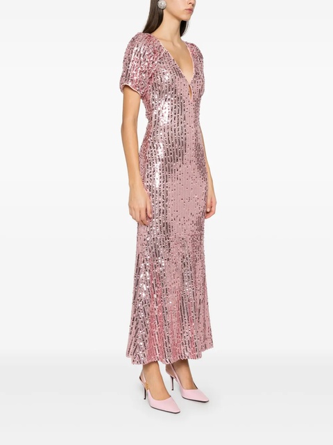 ROTATE BIRGER CHRISTENSEN sequin-embellished V-neck midi dress - Pink - zdjęcie produktu nr 2