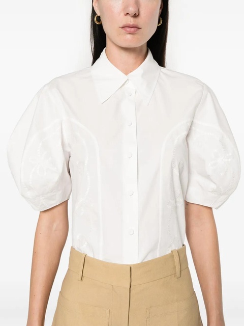 Chloé embroidery-detail poplin shirt - White - zdjęcie produktu nr 2