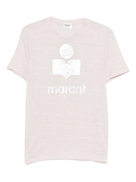 MARANT ÉTOILE Zewel logo-print linen T-shirt - Pink - zdjęcie produktu nr 1