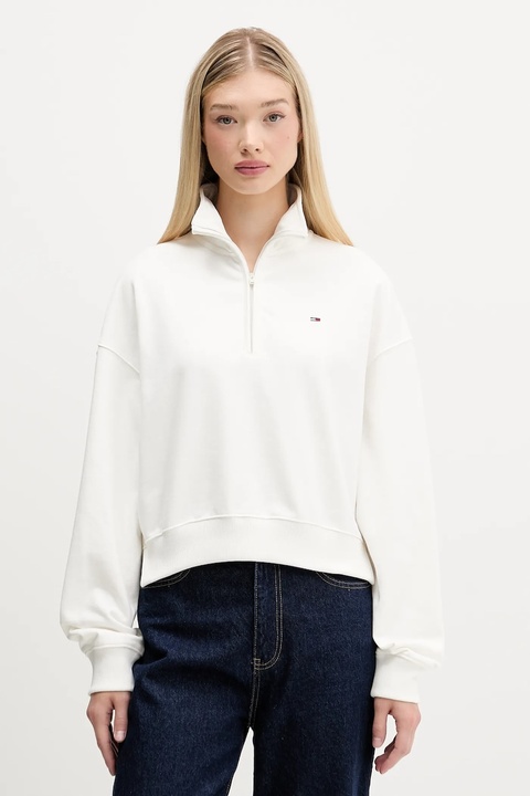 Tommy Jeans bluza bawełniana damska kolor biały gładka DW0DW21589 - zdjęcie produktu nr 1