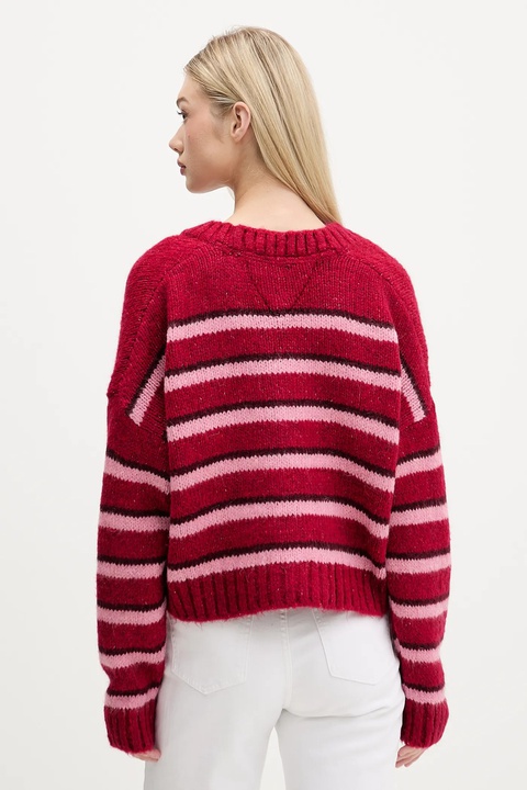Tommy Jeans kardigan z domieszką wełny damski kolor różowy DW0DW21678 - zdjęcie produktu nr 2