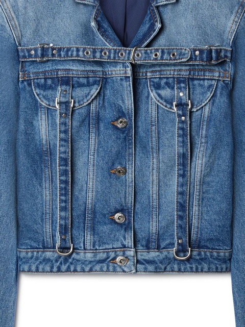 Off-White belt-detailed denim jacket - Blue - zdjęcie produktu nr 2