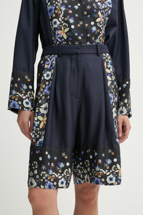 MUNTHE szorty jedwabne FABIANE kolor granatowy wzorzyste high waist 251140125118 - zdjęcie produktu nr 2