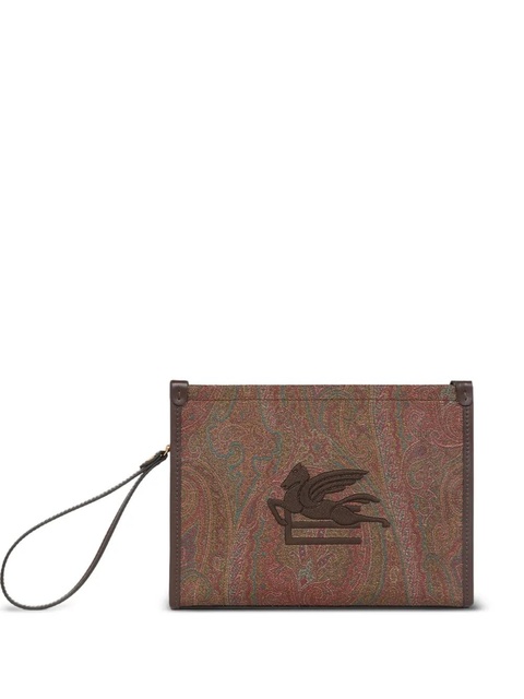 ETRO Arnica Pegaso-embroidered clutch bag - Brown - zdjęcie produktu nr 1