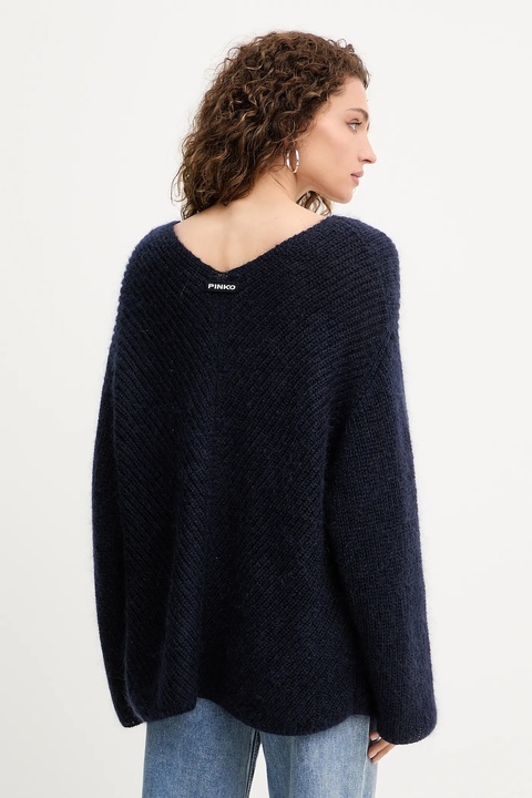 Pinko sweter wełniany damski kolor granatowy ciepły 105564 A2S5 - zdjęcie produktu nr 2