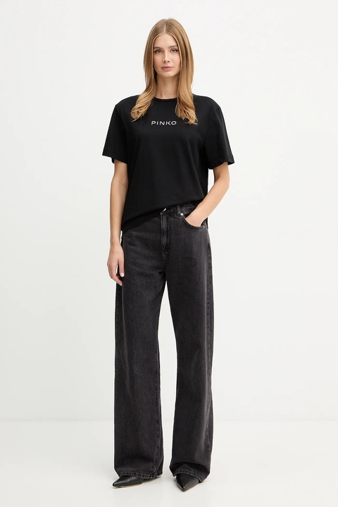 Pinko t-shirt bawełniany damski kolor czarny 105526 A2RM - zdjęcie produktu nr 2