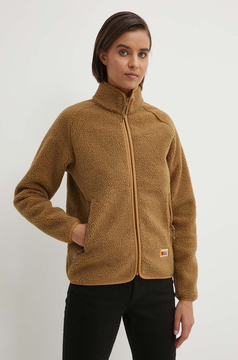 Fjallraven bluza polarowa Vardag Pile kolor brązowy gładka - zdjęcie produktu nr 1
