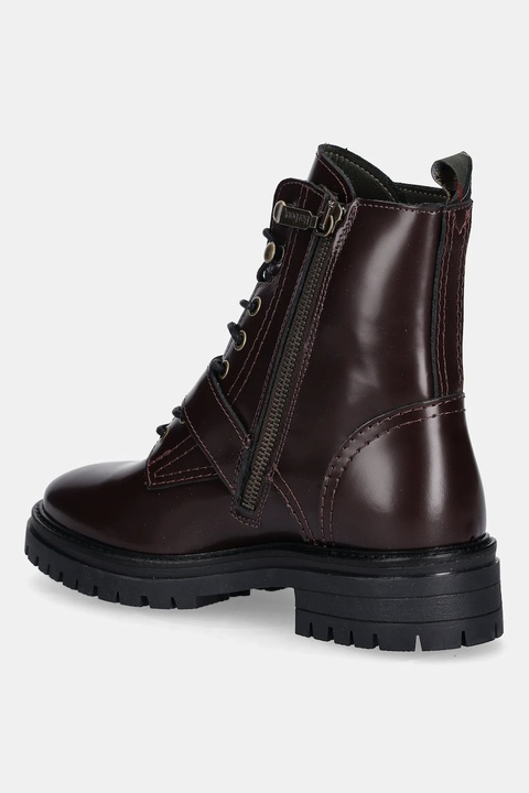 Barbour workery skórzane Ouseburne damskie kolor bordowy na płaskim obcasie LFO0772RE91 - zdjęcie produktu nr 2