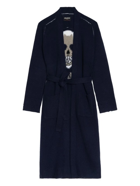 Zadig&Voltaire Salonny skull-intarsia belted cardi-coat - Blue - zdjęcie produktu nr 1