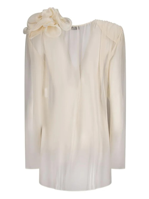 Magda Butrym silk rose-embellished top - Neutrals - zdjęcie produktu nr 2