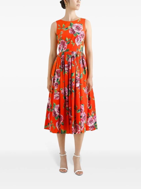 Dolce & Gabbana floral-print midi dress - Red - zdjęcie produktu nr 1