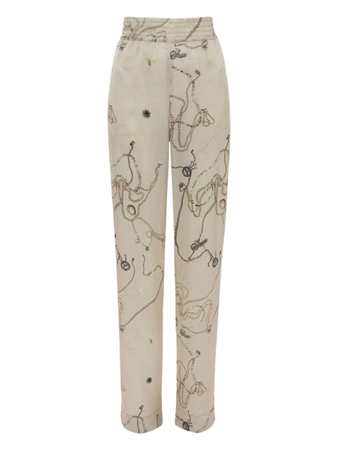 Victoria Beckham jewellery-print silk pajama pants - Neutrals - zdjęcie produktu nr 1