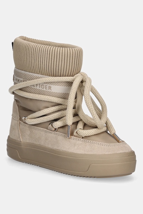 Tommy Hilfiger śniegowce LOGOTAPE SNOWBOOT WARM kolor beżowy FW0FW08998 - zdjęcie produktu nr 1
